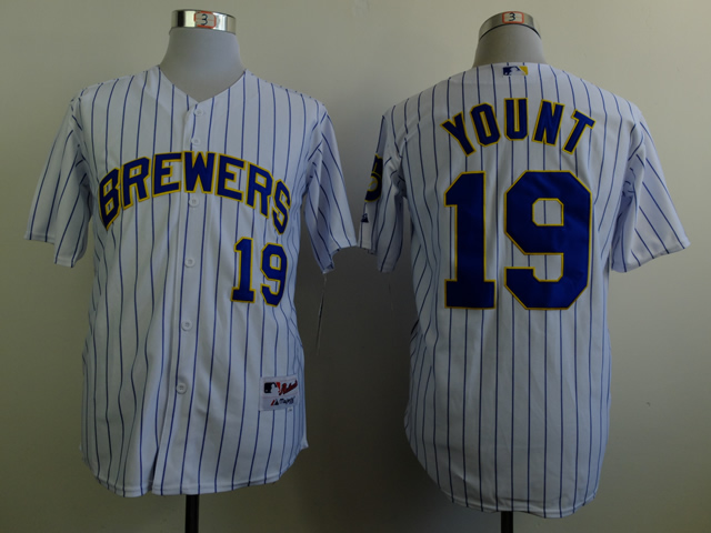 Men Milwaukee Brewers #19 Yount White MLB Jerseys->milwaukee brewers->MLB Jersey